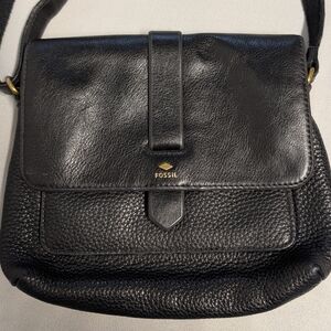 Fossil Kinley Small Black Leather Crossbody Bag